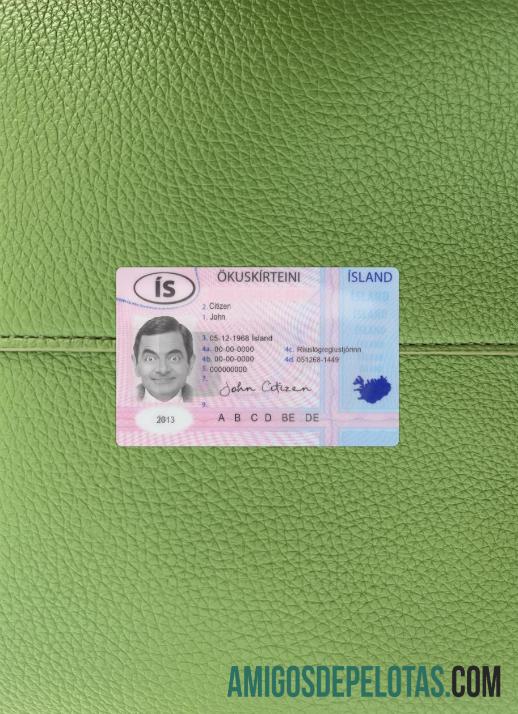 Carteira de motorista da Islândia 2013 presente fotolook frente modelo